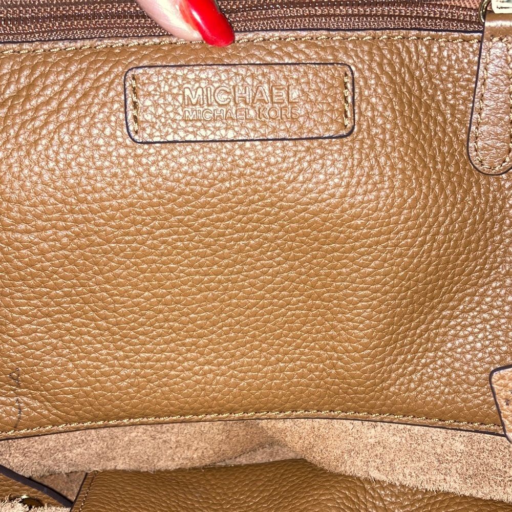 MICHAEL Michael Kors Brown Pebbled Leather Shoulder Bag with Tassels - Picture 8 of 14